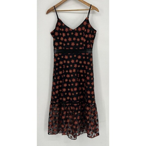 Jack‎ by BB Dakota Dress Magic Hour Embroidered Floral Mesh Midi Women’s Size 4 - Picture 1 of 11